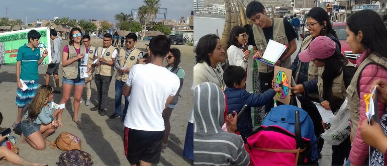 Estudiantes de Ingeniería en Ecoturismo  de la Universidad Federico Villareal realizan campaña en playas de La Libertad